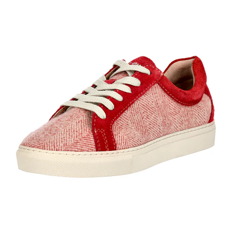 Red Herringbone Wool Sneakers Just Burel 