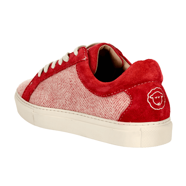 Red Herringbone Wool Sneakers Just Burel 