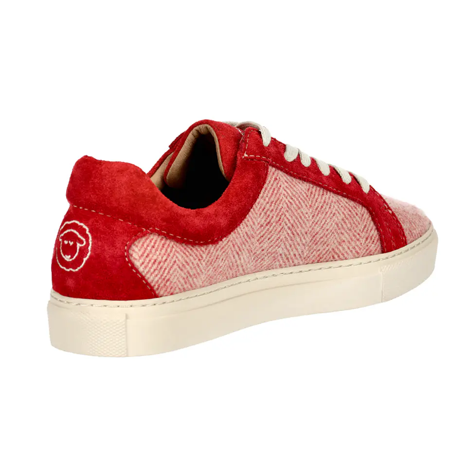 Red Herringbone Wool Sneakers Just Burel  4
