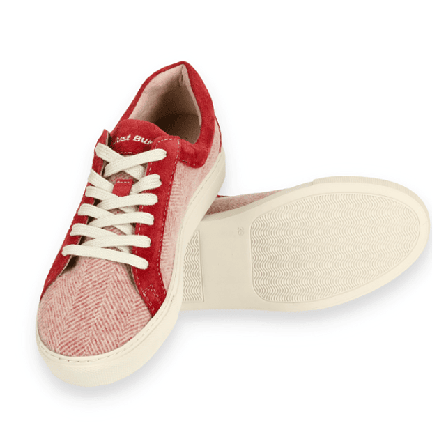 Red Herringbone Wool Sneakers Just Burel 