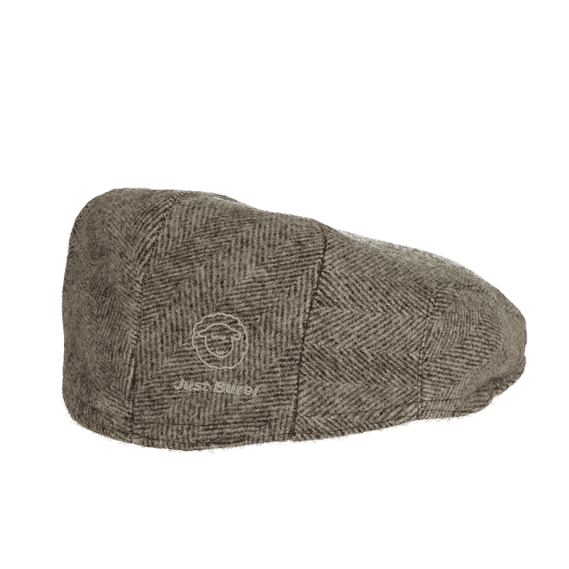 Burel Brown Flat Cap (Beige Logo) Just Burel