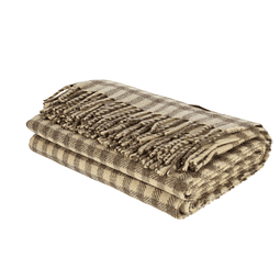 Mix Brown Small Plaid Blanket Wool Just Burel