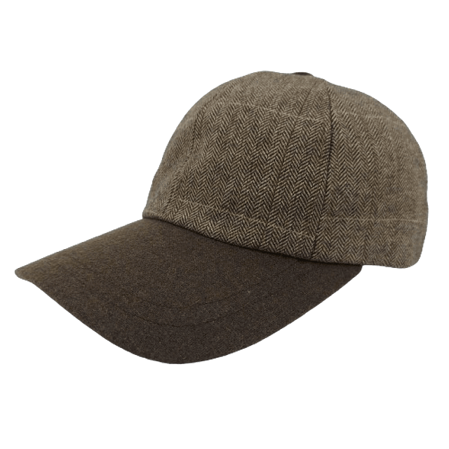 Baseball Cap Brown Herringbone - Brown Peak