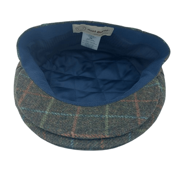 Boné Flat Cap Verde Liso Risca Azul Just Burel