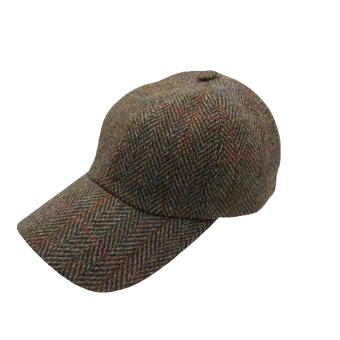 Baseball Cap Herringbone Green Tweed Just Burel 