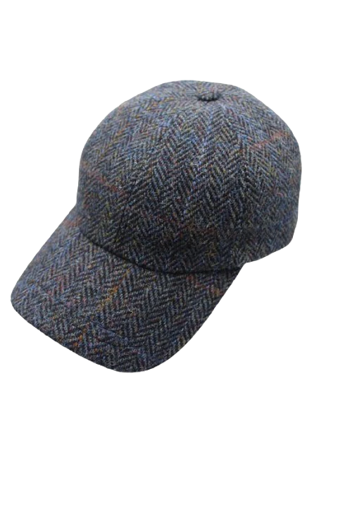 Boné Baseball Cap Espinha Azul Escuro Tweed Risca Azul Cobalto Laranja Just Burel