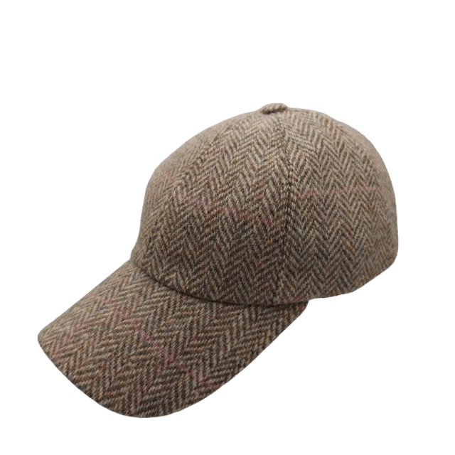 Boné Baseball Espinha Beige Risca Rosa Tweed Just Burel