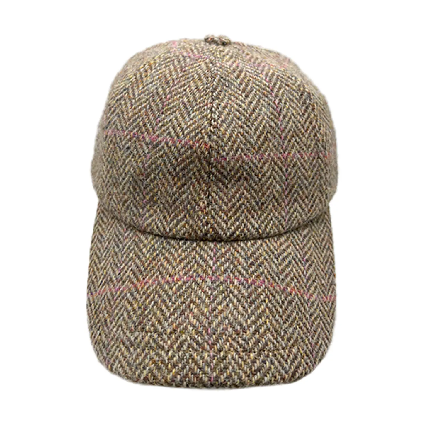 Baseball Cap Tweed Beige Herringbone with Pink Stripe Just Burel   2
