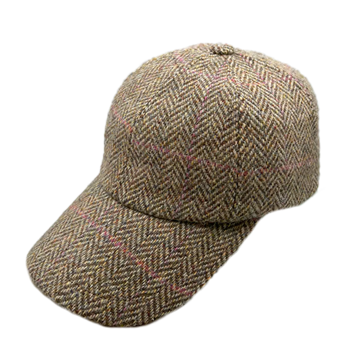 Baseball Cap Tweed Beige Herringbone with Pink Stripe Just Burel   1
