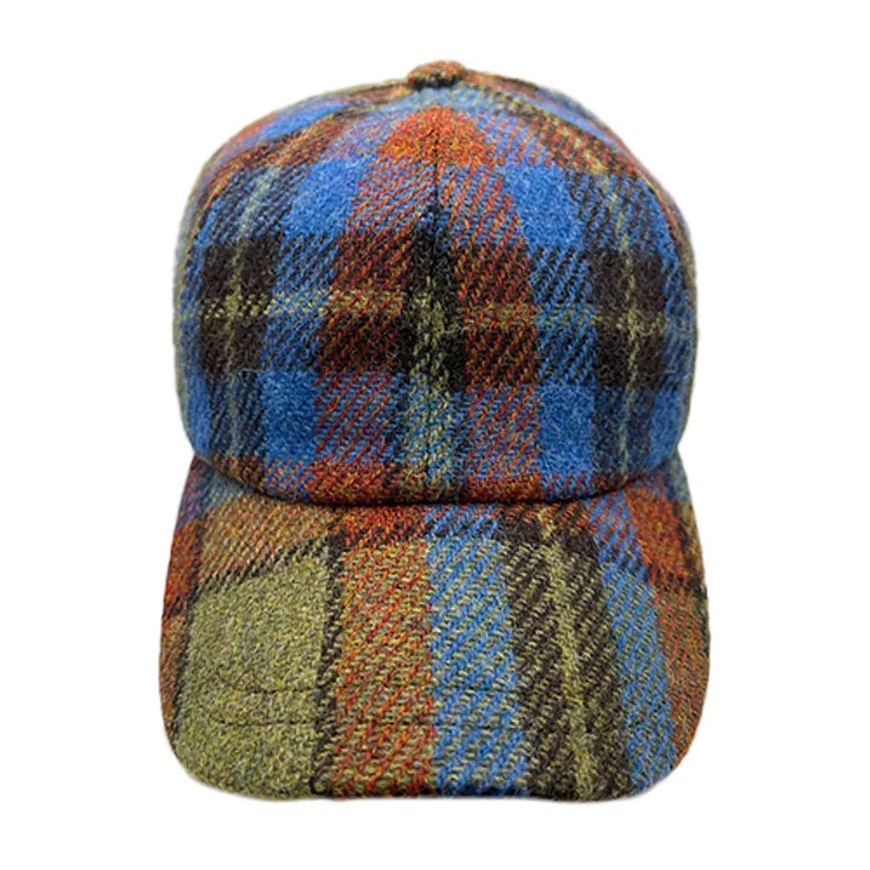 Baseball Cap Blue and Green Plaid Tweed Just Burel 2