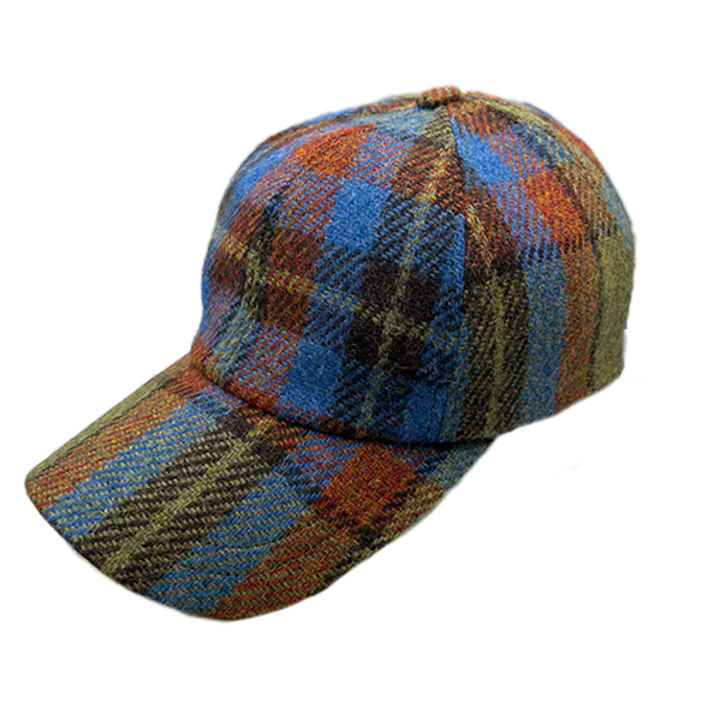 Baseball Cap Blue and Green Plaid Tweed Just Burel 1