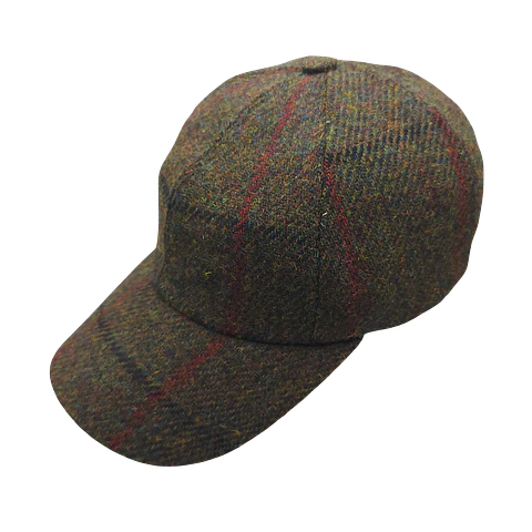 Baseball Cap Dark Green Plain with Red Stripe - Just Burel