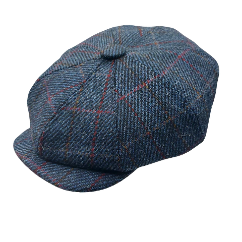 Peaky Blinder Azul Escuro Risca Vermelha Sarja Just Burel