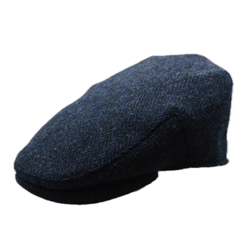 Flat Cap Dark Blue Herringbone Just Burel 1