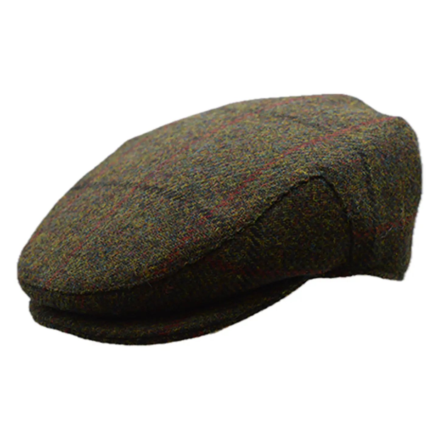 Flat Cap Verde Escuro Liso Risca Vermelha Tweed Just Burel 1