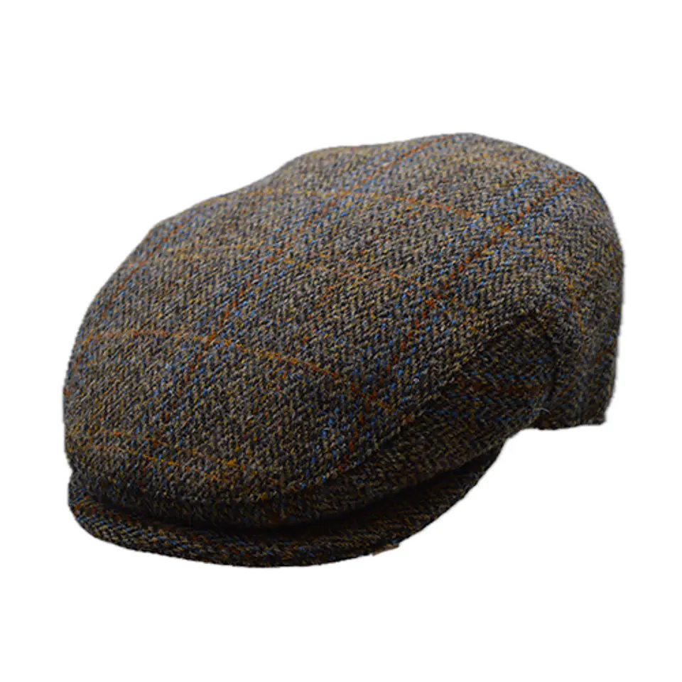 Flat Cap Herringbone Mix Gray Stripes Cobalt Blue Just 1