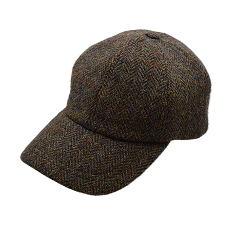 Baseball Cap Herringbone Mixed Brown Tweed Just Burel