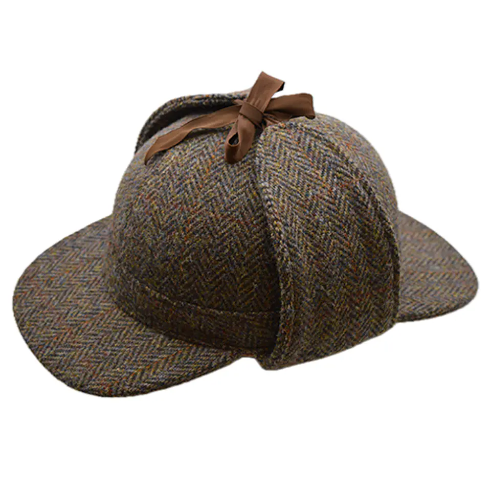 Sherlock Holmes Merino Wool Herringbone Cap – Brown 1