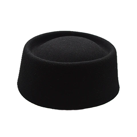 Chapéu Pillbox em Feltro de Lã Merino Preto | Just Burel