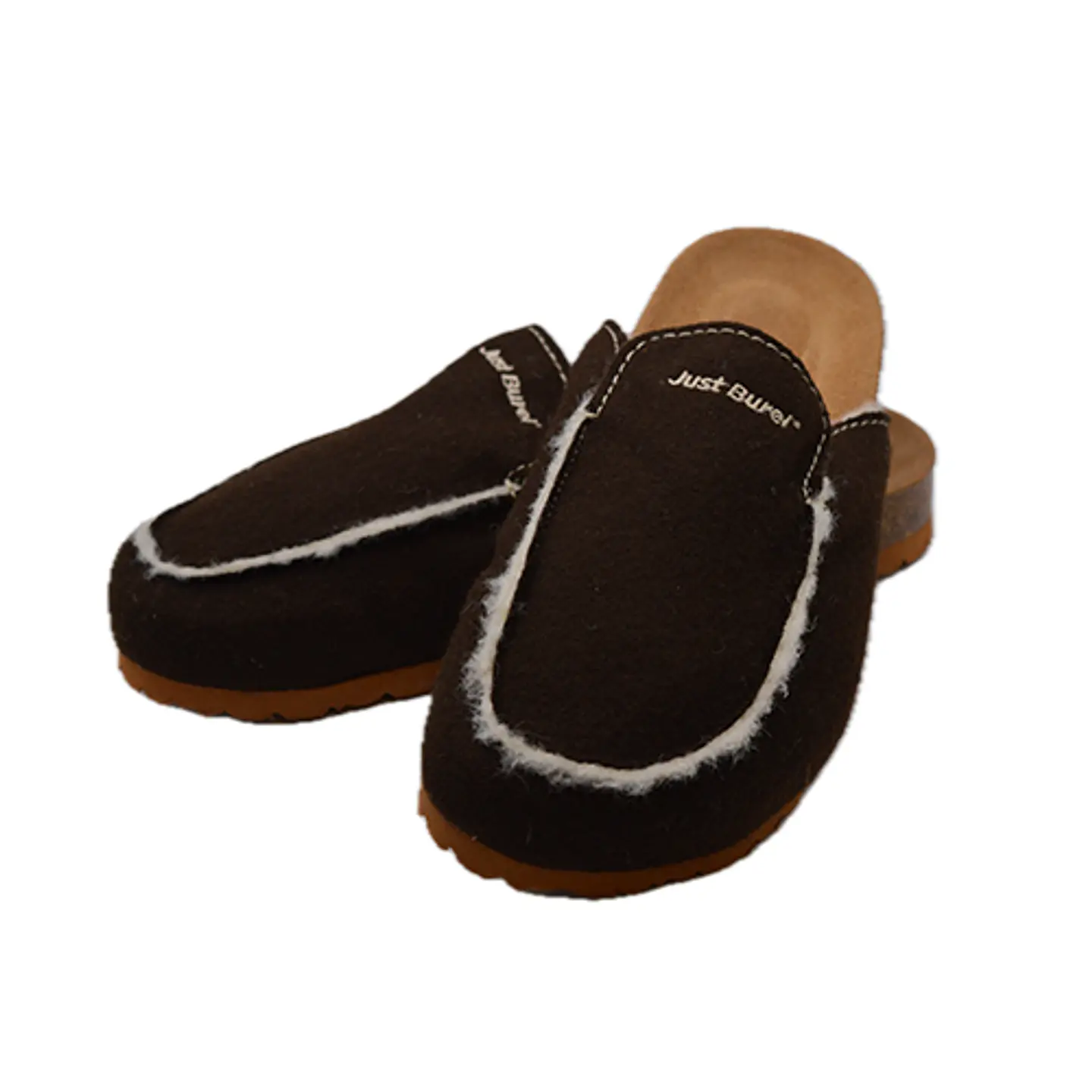 Brown Burel Mules with Sheepskin Lining | Just Burel 1