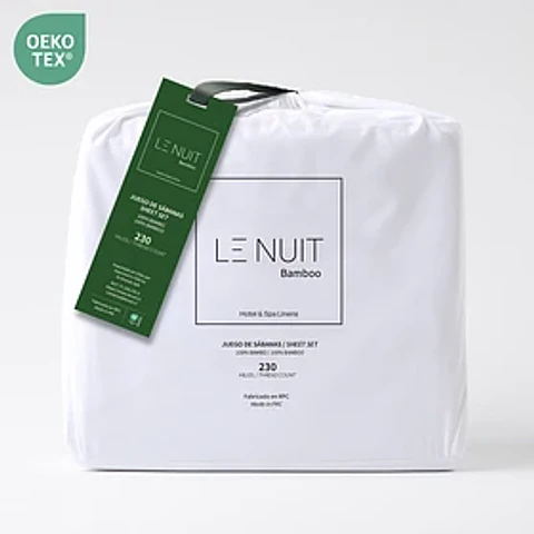 Sábanas 2 Plazas 100% Bambú Tewill 230 Hilos Essentials Liso Bco Le Nuit
