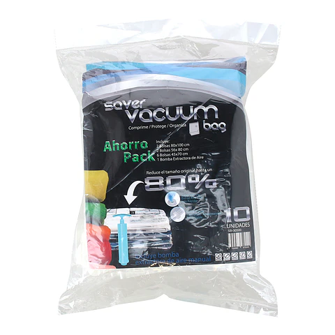 Pack 10 Bolsas Ahorra Espacio con Extractor de Aire SVB