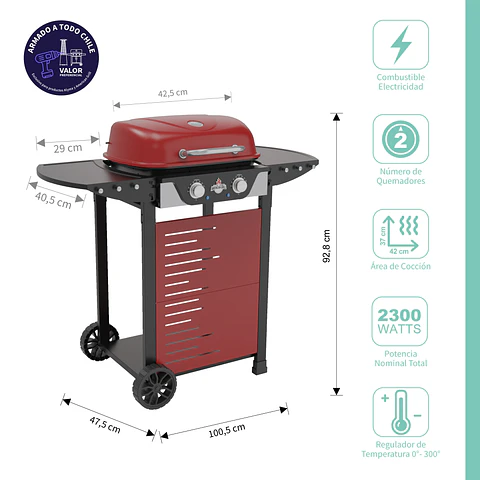 Parrilla Exterior Eléctrica Manhattan E2B Red