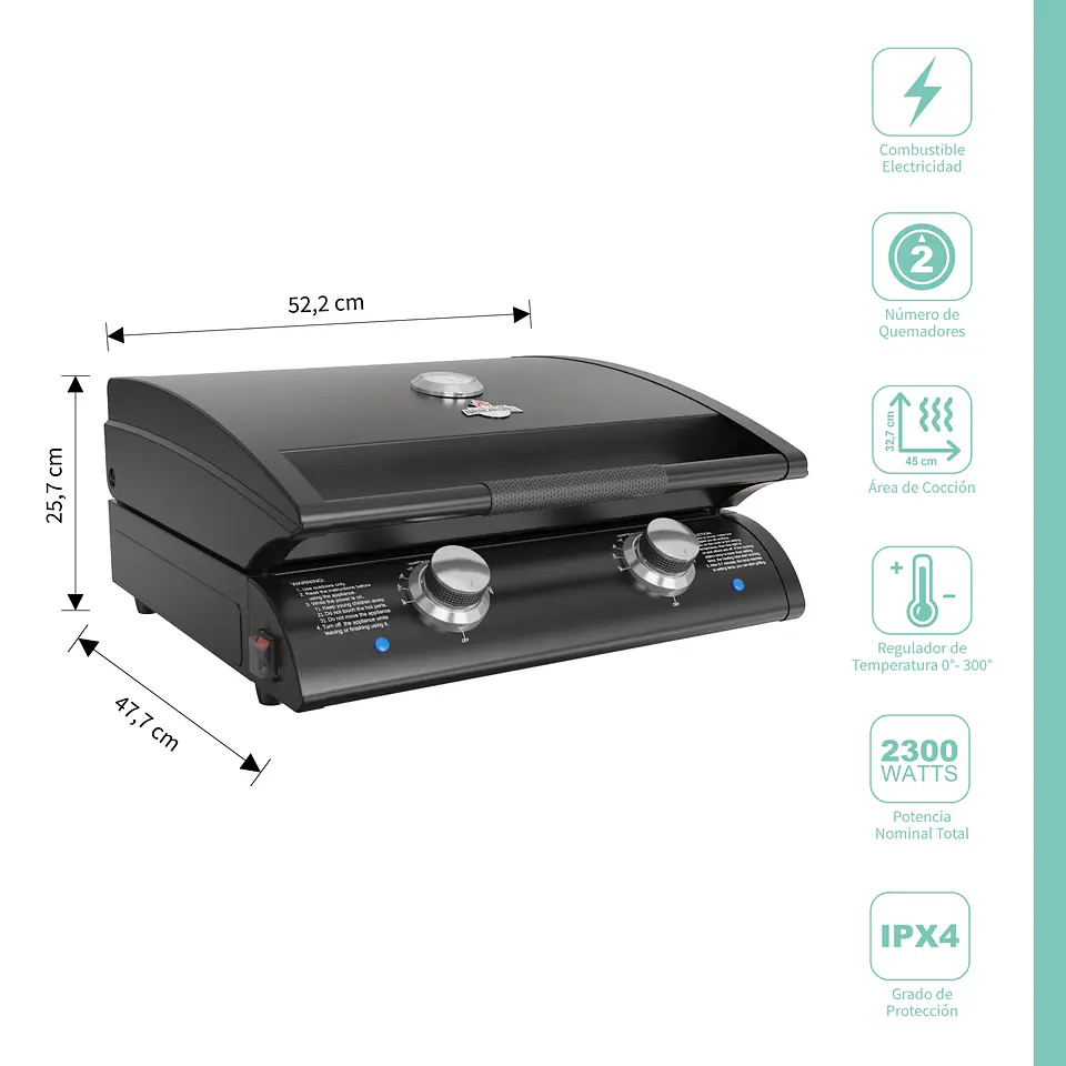 Parrilla Exterior Eléctrica Boston E2B Black 3