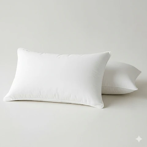 Set 2 Almohadas 1000 Gr Microfibra Tela 300 Hilos Algodón Egipcio 50x70 cm Blanco