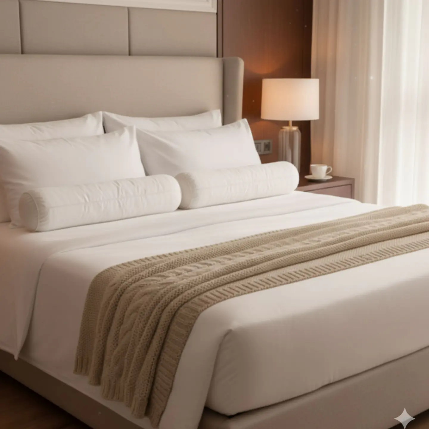 Set 2 Almohadas Tubulares 450 Gr Tela 300 Hilos Algodón Egipcio 30x60 cm Blanco 3
