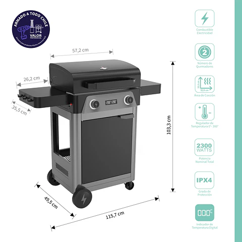 Set Parrilla Exterior Eléctrica E2B California Black + Funda S