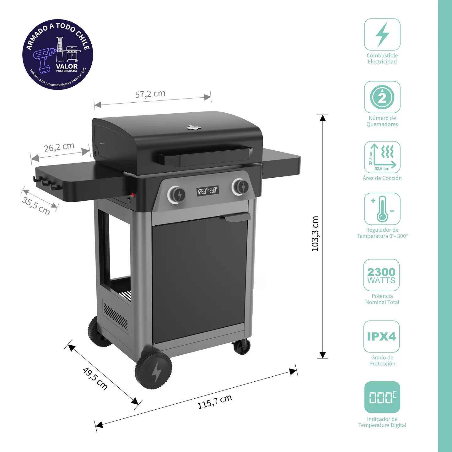Set Parrilla Exterior Eléctrica E2B California Black + Funda S 2