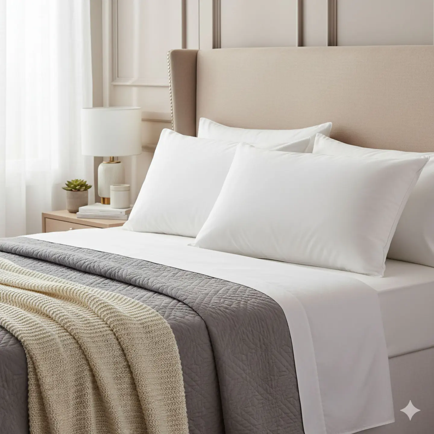 Set 2 Almohadas 1000 Gr Microfibra Tela 300 Hilos Algodón Egipcio 50x70 cm Blanco 6
