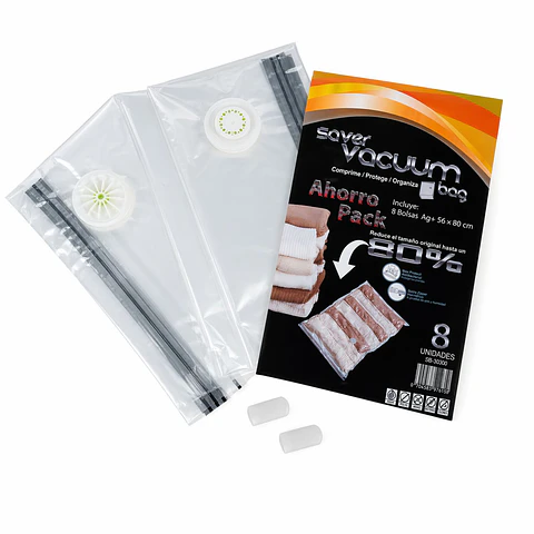 Pack Ahorro 8 Bolsas Ahorra Espacio SVB Ag+ 56 x 80 cm