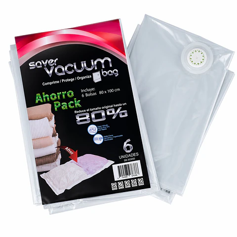 Pack Ahorro 6  Bolsas Ahorra Espacio SVB 80 x 100 cm