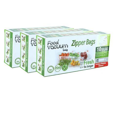 Pack 30 Bolsas al Vacío para Alimentos FVB con Bomba Extractora