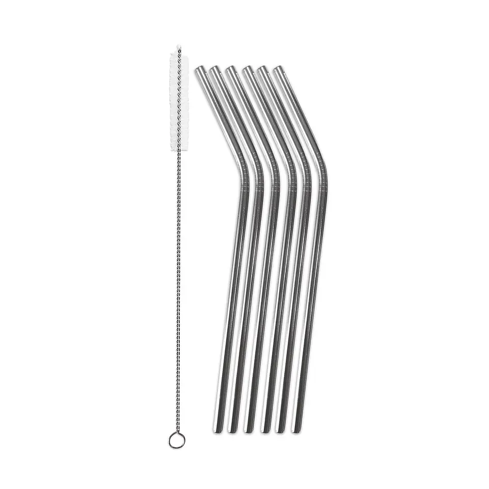 Set 6 Bombillas Acero Inox c/ Cepillo  para Limpiar 1