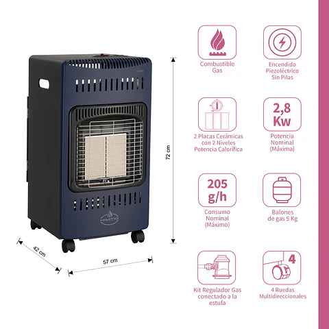 Estufa a Gas Interior 5 Kg 2,8 Kw VARME Blue