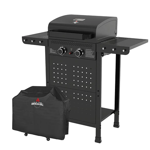 Set Parrilla Gas 2 Quemadores Vermont Black + Funda XXS