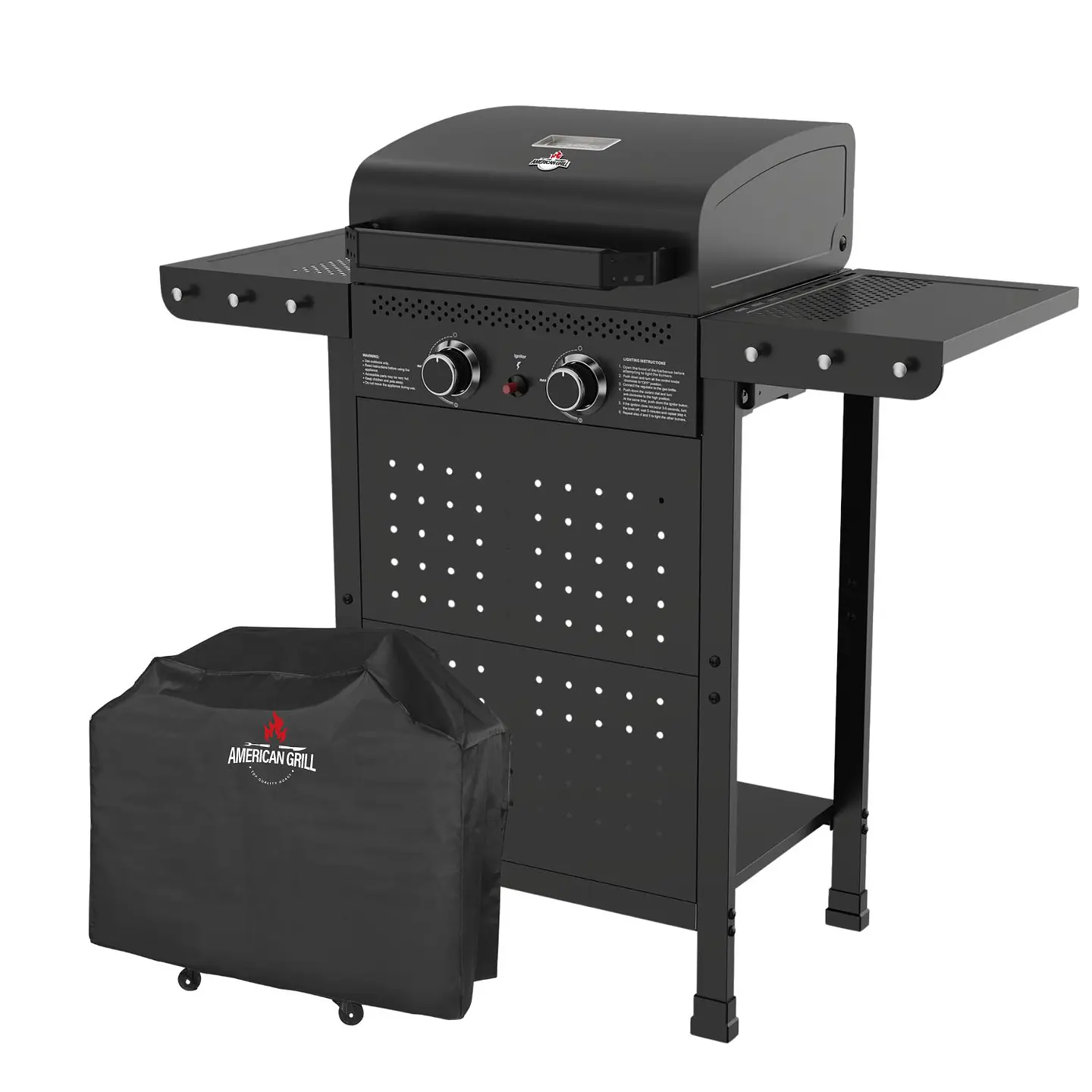 Set Parrilla Gas 2 Quemadores Vermont Black + Funda XXS 1