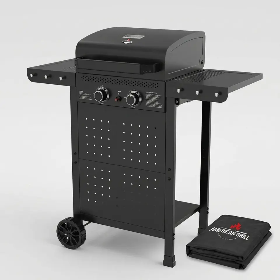 Set Parrilla Gas 2 Quemadores Vermont Black + Funda XXS 4