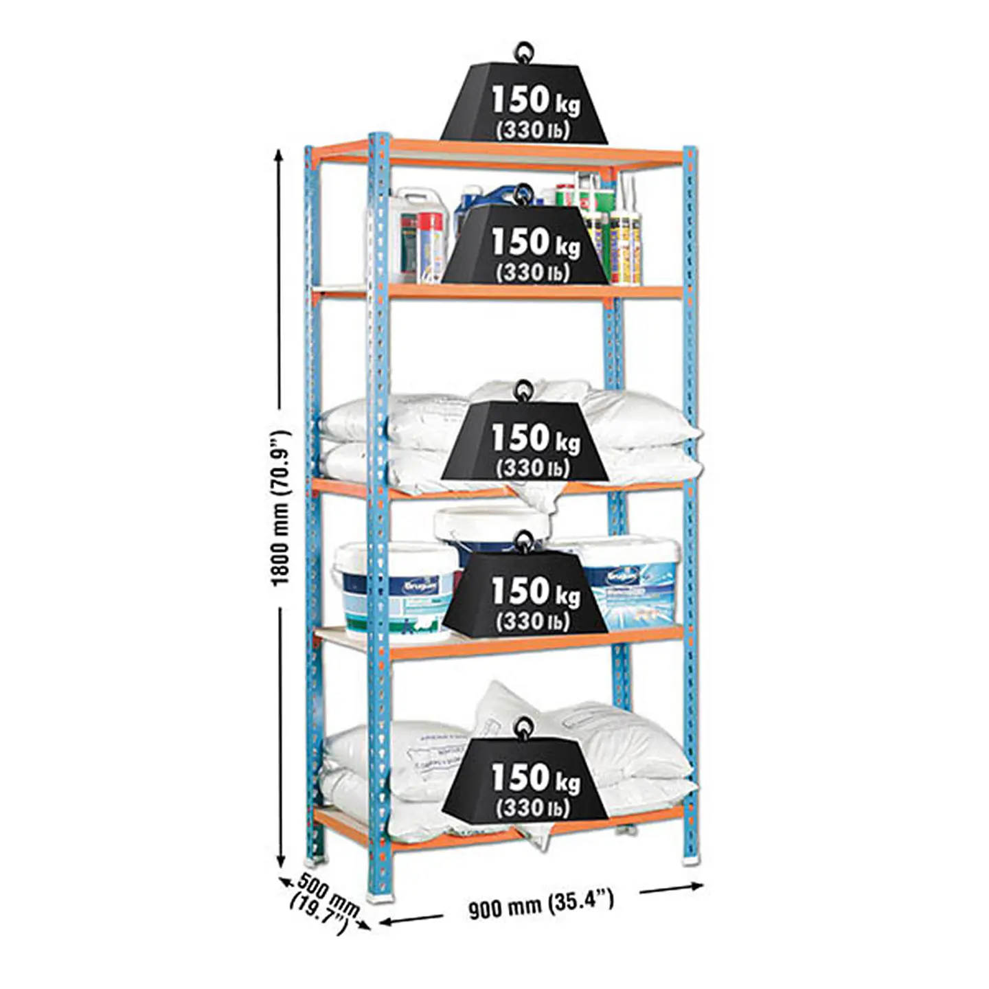 Estanteria Maderclick 5/500 Azul/Naranja/Madera 2