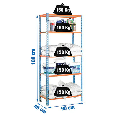 Estanteria Maderclick 5/400 Azul/Naranja/Madera
