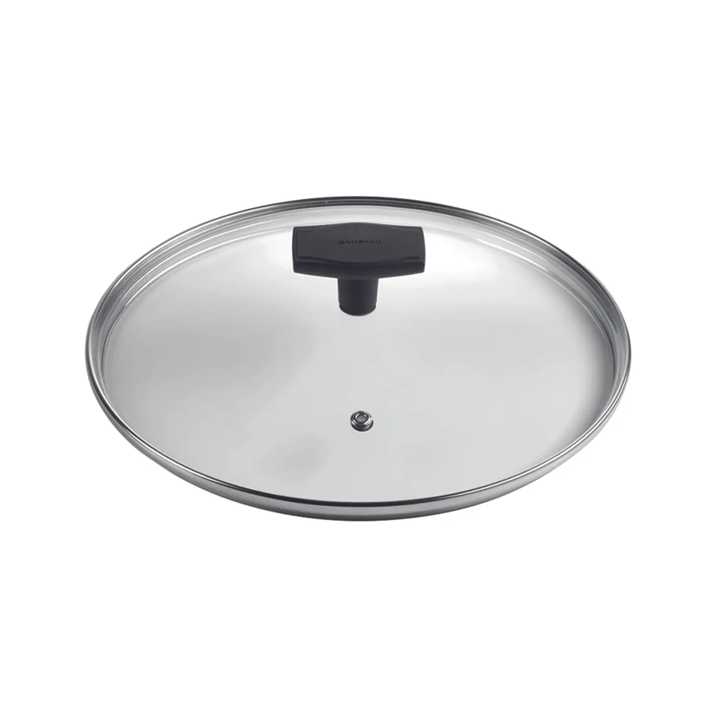 Tapa Vidrio Templado Borde Acero Inox c/Agujero de Vapor 16cm 2