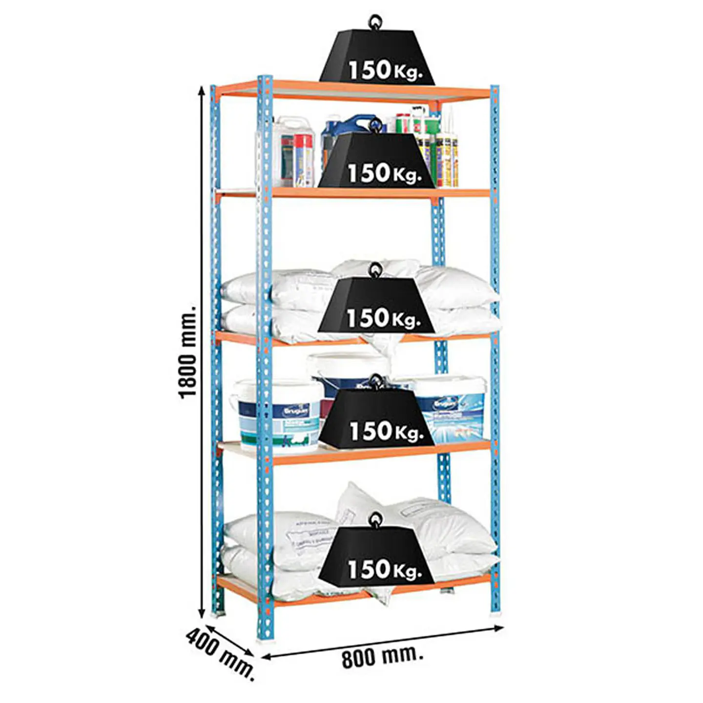 Estanteria Maderclick Mini 5/400 Azul/Naranja/Madera 3