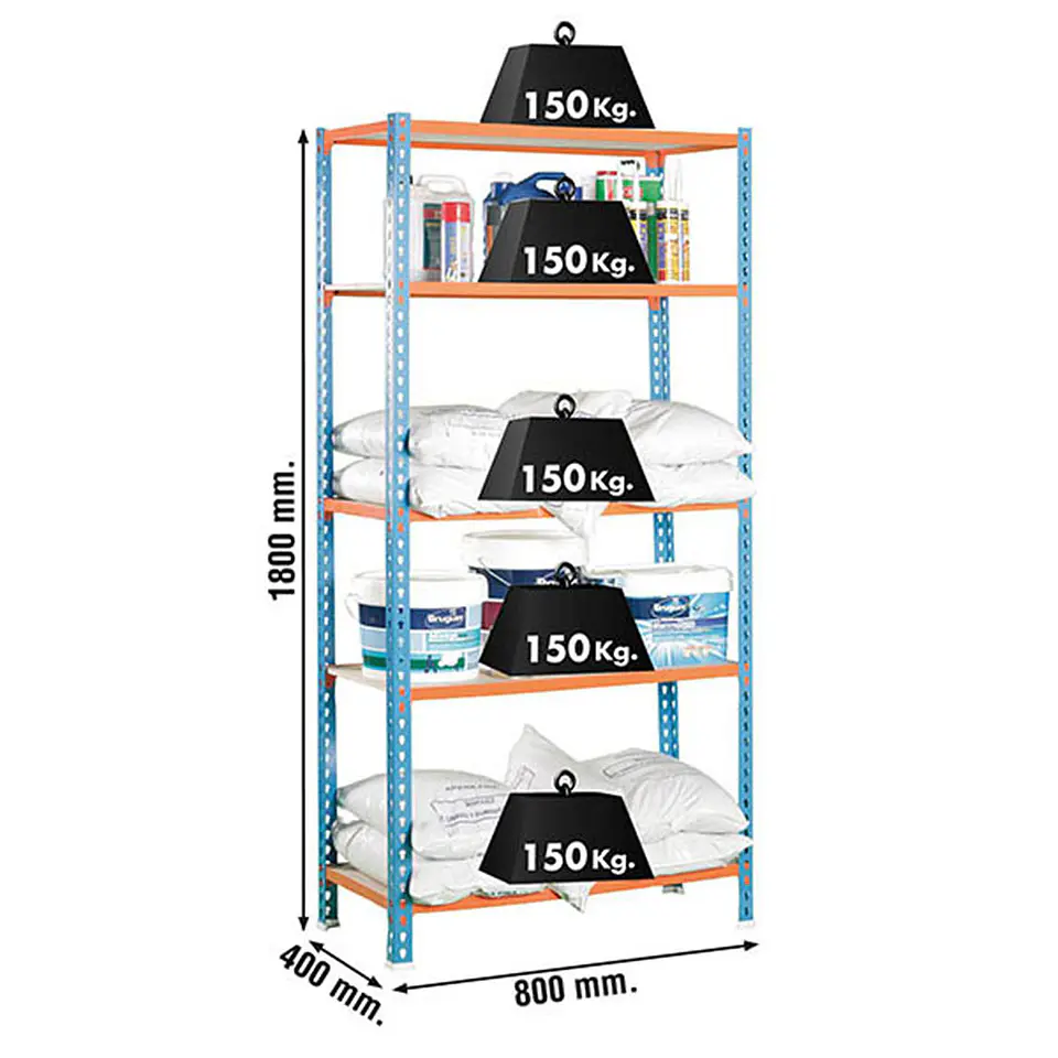Estanteria Maderclick Mini 5/400 Azul/Naranja/Madera 3