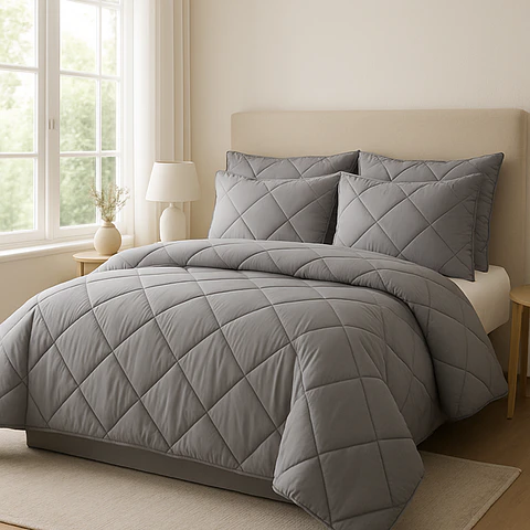 Plumón King Algodón Egipcio 300 Hilos Gris