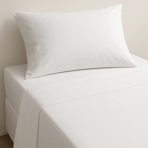 Sábanas 1 Plaza Algodón Giza Percale Egipcio 300 Hilos  Liso Blanco