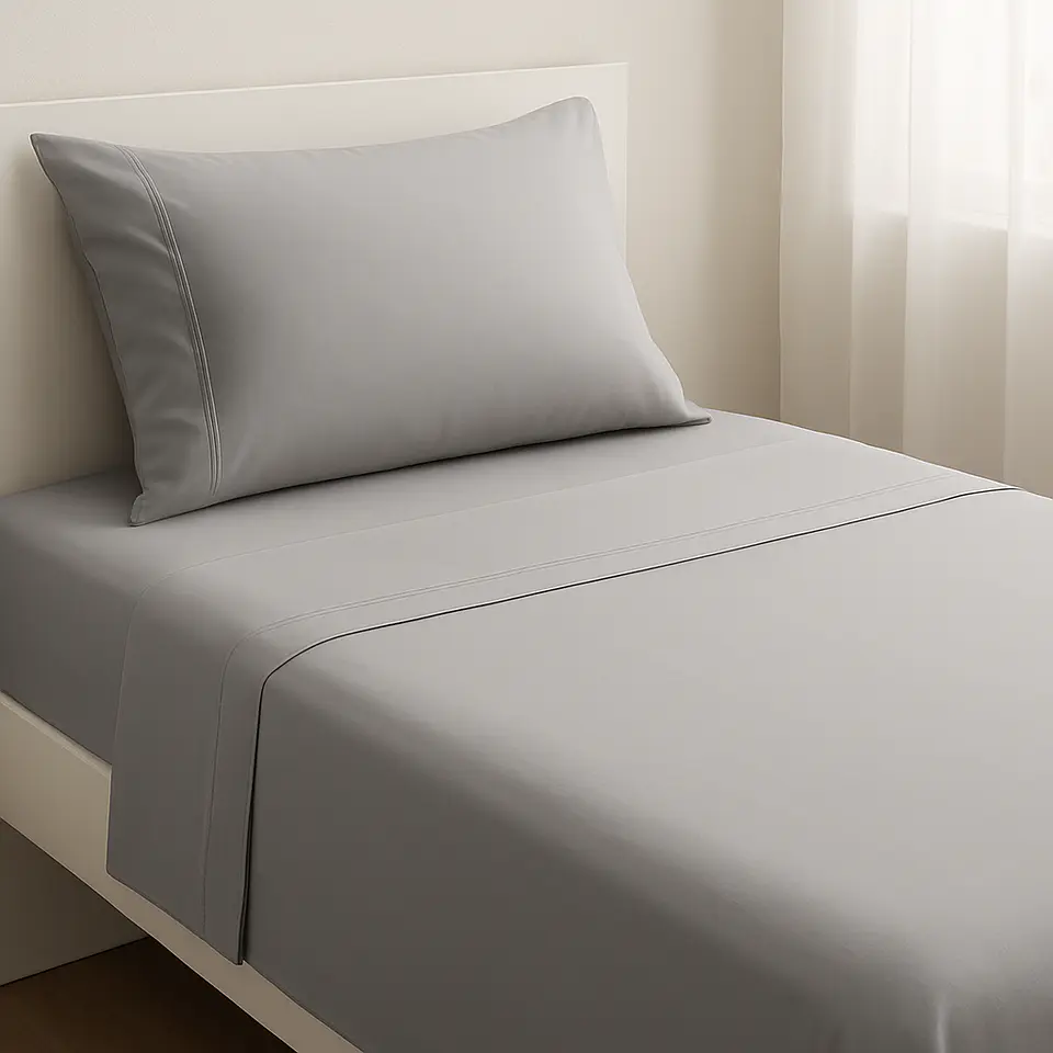 Sábanas 1,5 Plazas Algodón Egipcio 300 Hilos Gris 4