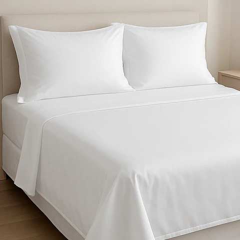 Sábanas King Algodón Egipcio 300 Hilos Liso Blanco